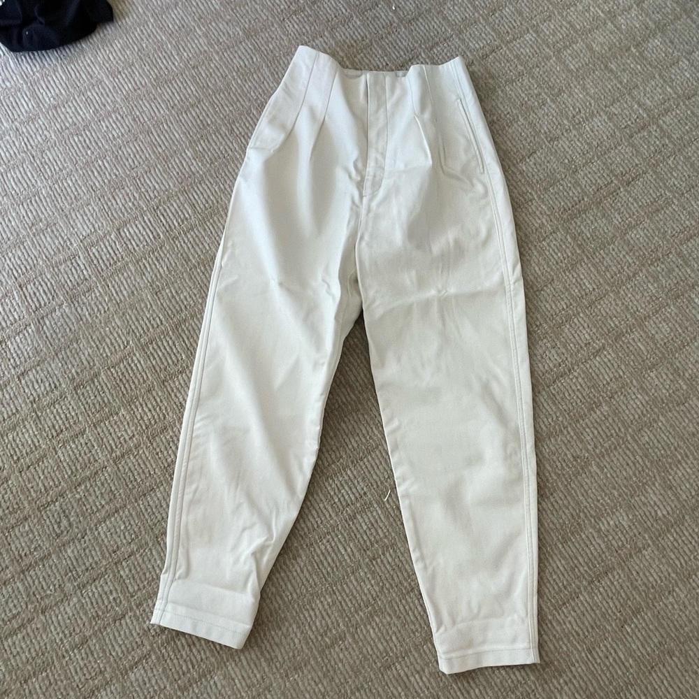 White leather pants